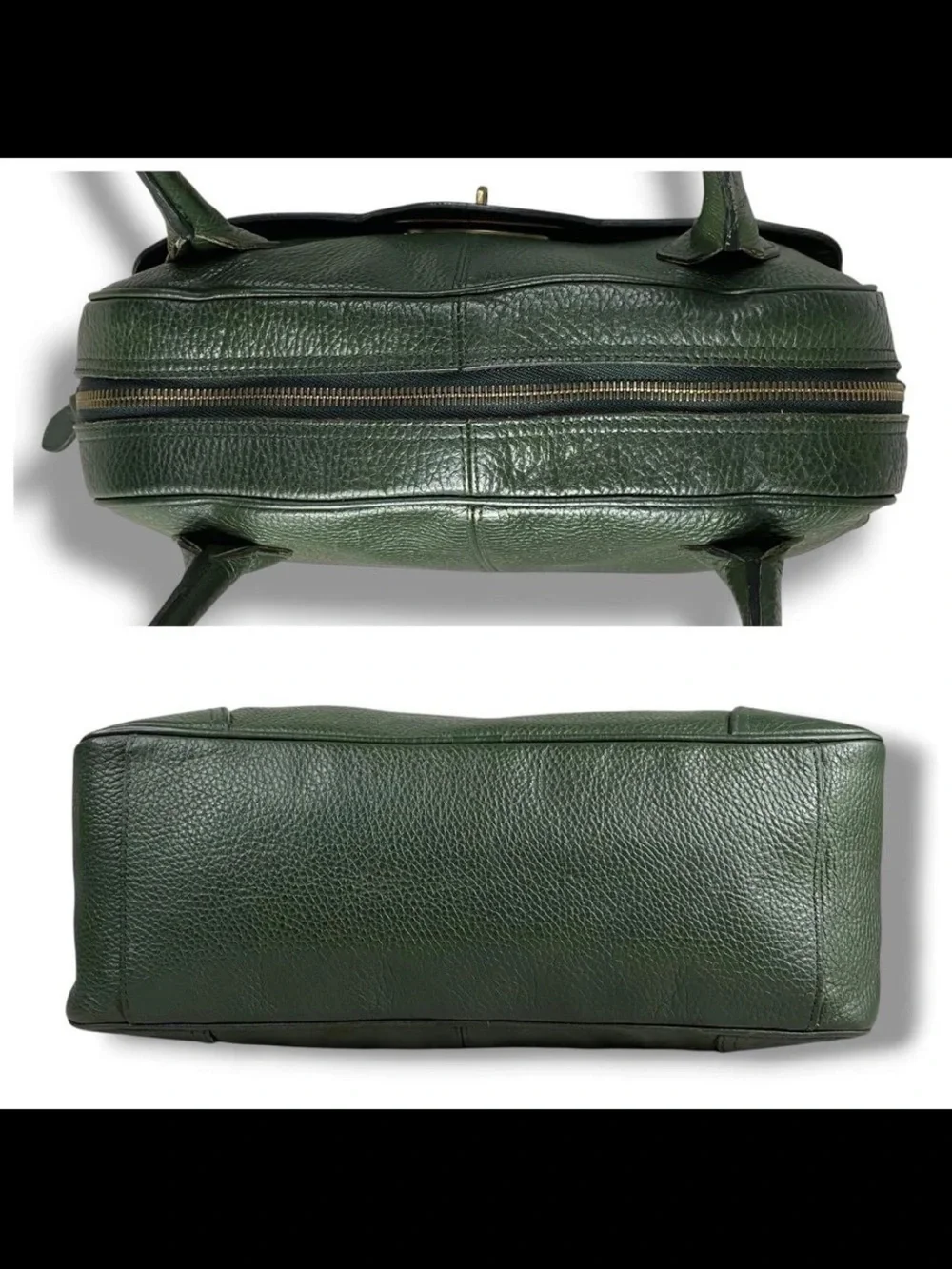 Mulberry Dark Green Pebbled Leather Shoulder Bag with Gold Turn Lock
